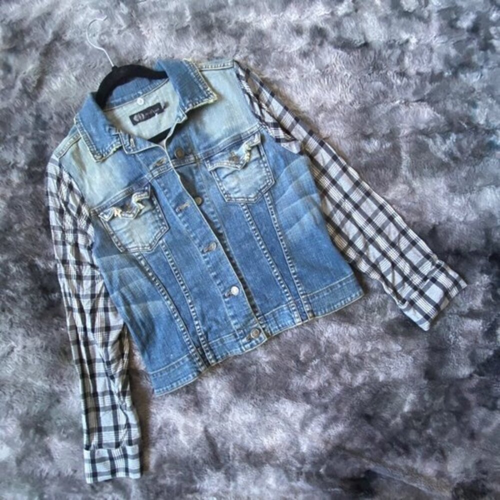 JET by John Eshaya Plaid Jean Jacket